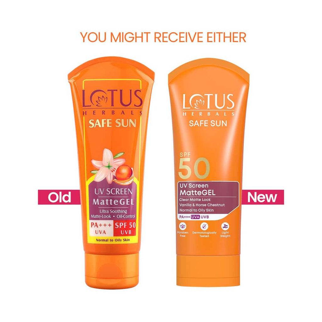 Lotus Herbal Safe Sun Uv Screen Matte Gel Spf 50 Normal To Oily Skin 100g