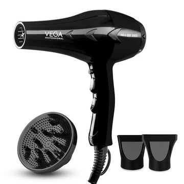 VEGA PROFESSIONAL PRO DRY 2000 HAIR DRYER WITH DIFFUZER & NOZZLES ATTACHMENTS - VPVHD-13