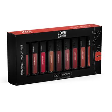 LOVE EARTH LIQUID MOUSSE MATTE LIPSTICK MINIATURE-PACK OF NINE 2ML