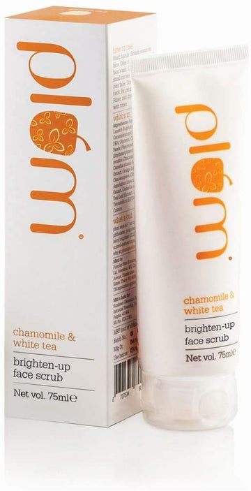 Plum Chamomile &amp; White Tea Brighten Up Face Scrub | Gentle Exfoliation &amp; De-tanning | For Normal, Combination Skin | 75ml