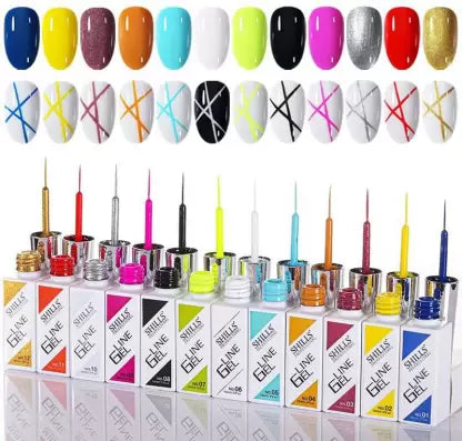 Shills Professional 12 Color Nail Gel Liner (Pack of 12)