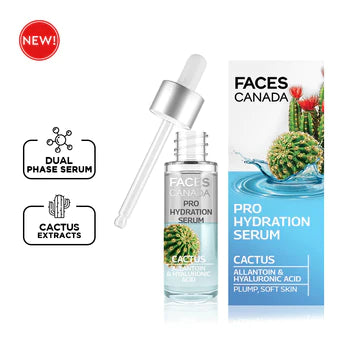 Faces Canada Pro Hydration Serum Cactus Allantoin & Hyaluronic Acid Plump, Soft, Skin 27ml