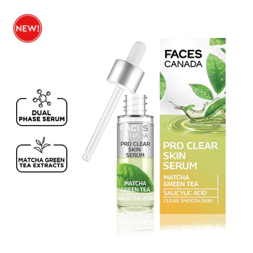 Faces Canada Pro Clear Skin Serum Matcha Green Tea Salicylic Acid Clear, Smooth Skin 27ml