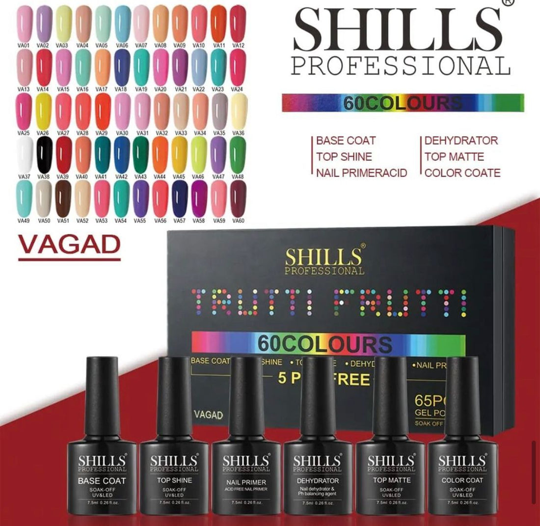 SHILLS PROFESSIONAl TRUTTI FRUTTI 65PCS GEL POLISH 5PCS FREE ( VAGAD )