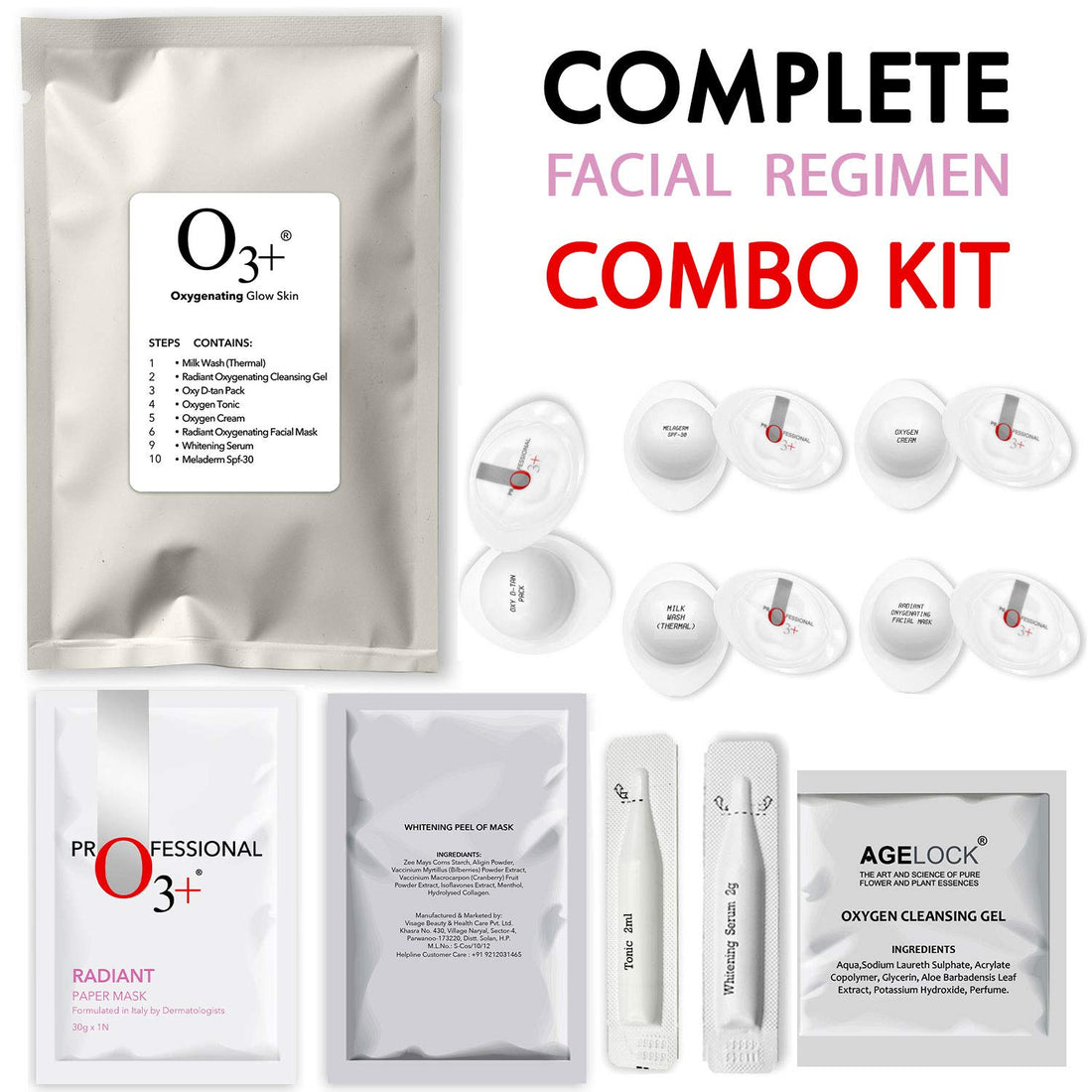 O3+ Professional Briadl Facial Kit Oxygenating Glow Skin Single Use