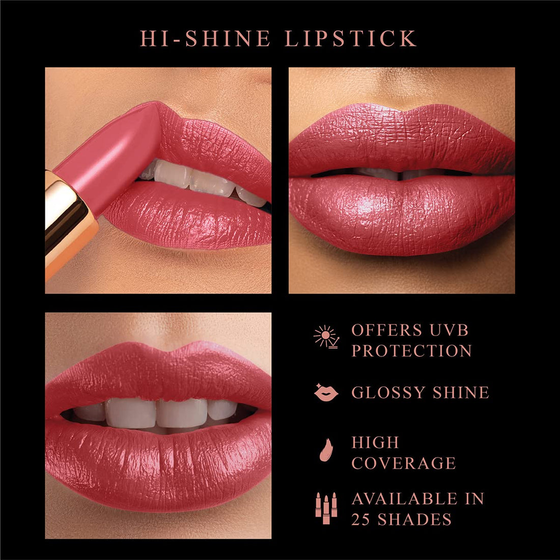 My Glam Manish Malhotra Beauty Hi-Shine Lipstick-Old Rose (Red)-4 gm | Long Lasting Lipstick With UVB Protection | Highly Pigmented Formula