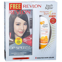 Revlon Top Speed Hair Color Natural Brown 60 (Free Revlon Touch &amp; Glow Spf 30 Sun Care Lotion 50 ml) (40 g + 40 g + 15 ml)