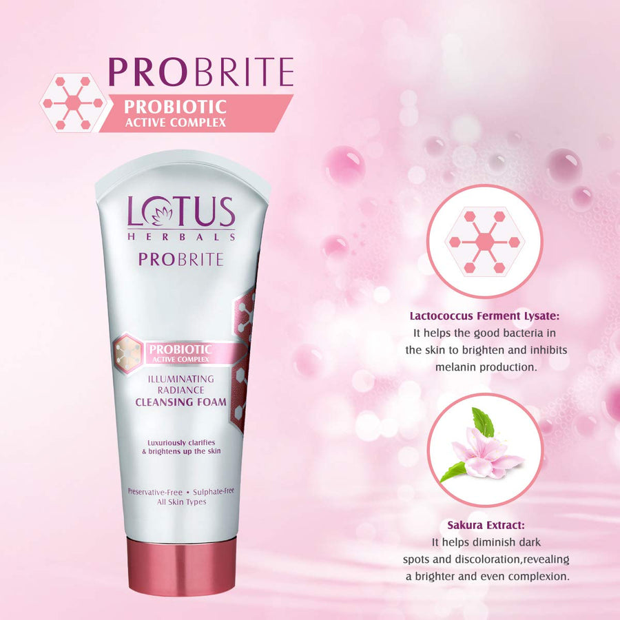 Lotus Herbals Probrite Illuminating Radiance Cleansing Foam, 100 g