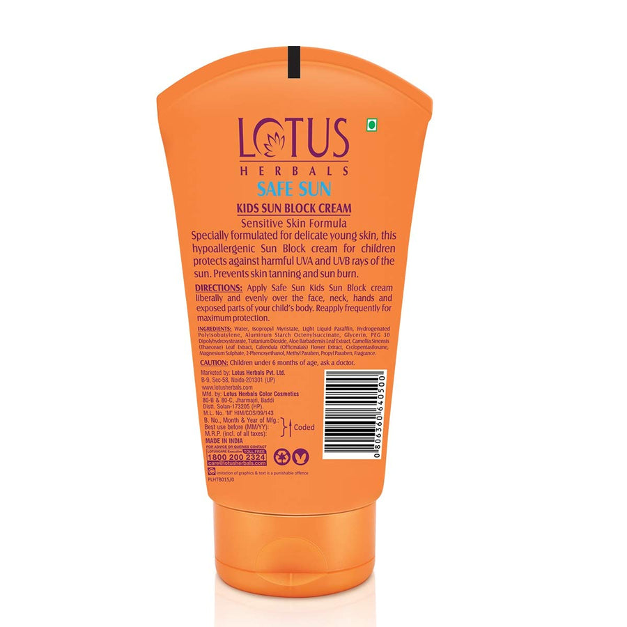 Lotus Herbal Safe Sun Kids Sun Block Cream Spf 25 All Skin Type 100g