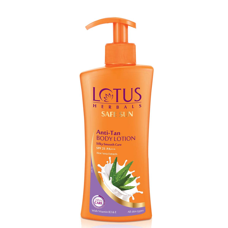 Lotus Safe Sun Anti Tan Body Lotion SPF 25 PA+++ With Aloe Extracts Suitable For All Skin Types, 250ml