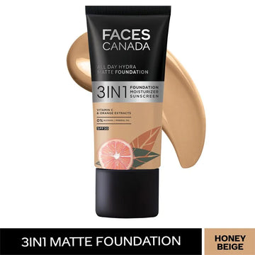 Faces Canada All Day Hydra 3-In-1 Matte Foundation - SPF 30 honey beige 031 25ml
