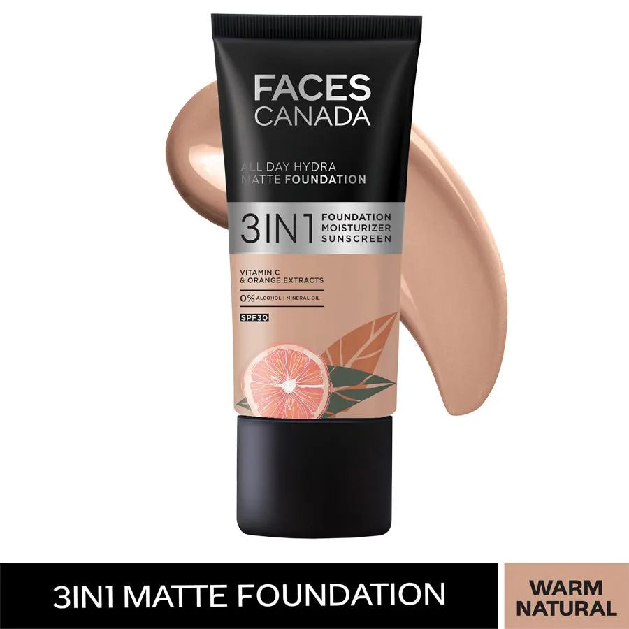 Faces Canada All Day Hydra 3-In-1 Matte Foundation - SPF 30 warm natural 021 25ml