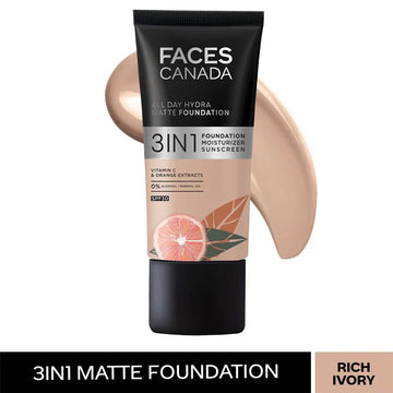 Faces Canada All Day Hydra 3-In-1 Matte Foundation - SPF 30 Rich Ivory 013 25ml