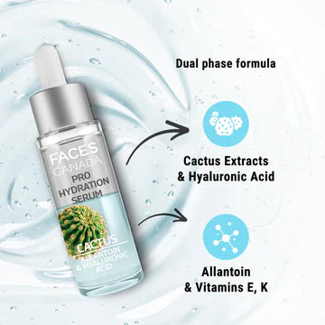 Faces Canada Pro Hydration Serum Cactus Allantoin & Hyaluronic Acid Plump, Soft, Skin 27ml