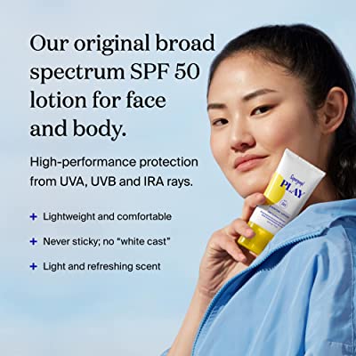 Supergoop! PLAY Everyday Lotion, 5.5 oz - SPF 50 PA++++ Reef-Friendly, Broad Spectrum, Body &amp; Face Sunscreen for Sensitive Skin - Water &amp; Sweat Resistant - Clean Ingredients - Great for Active Days
