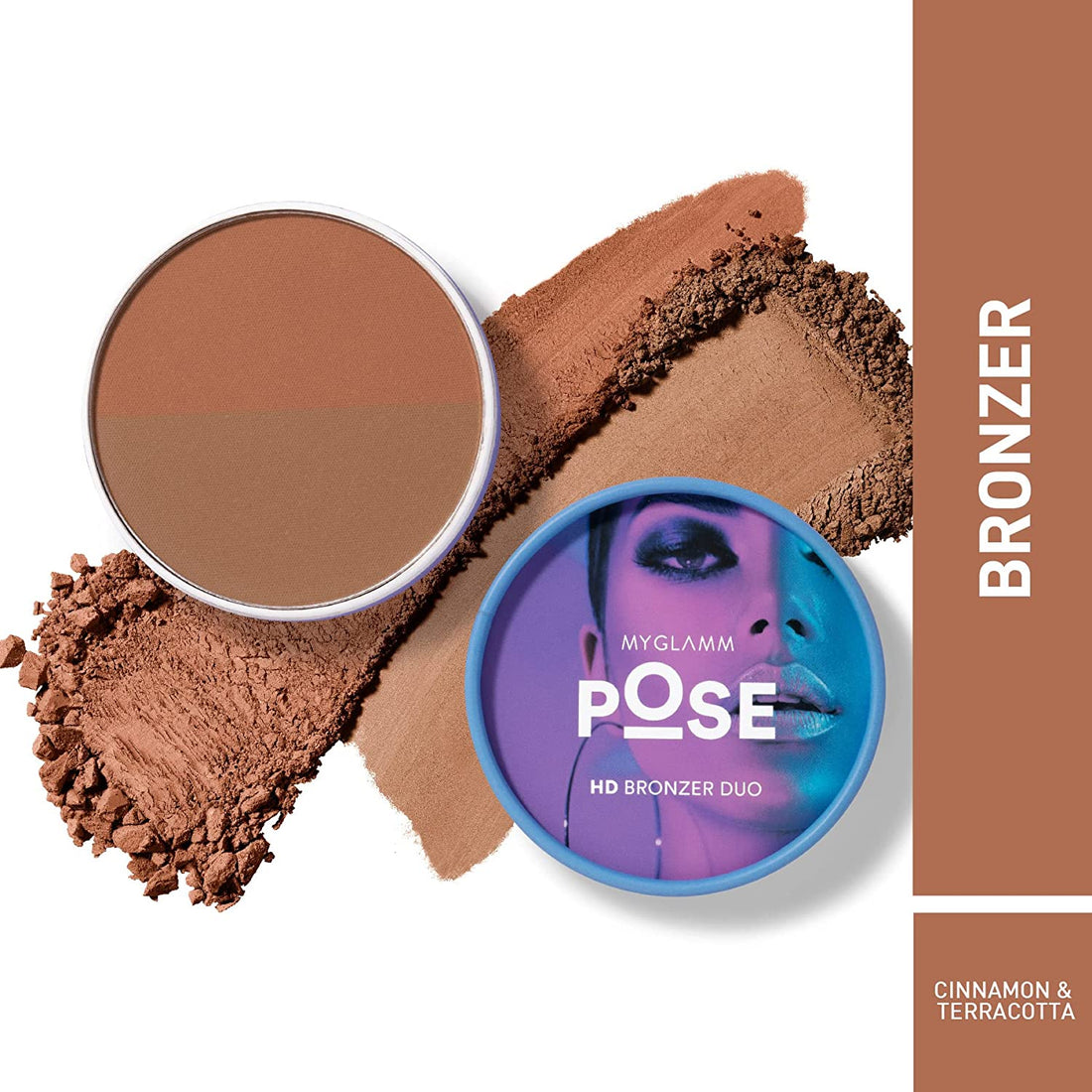 MyGlamm HD Bronzer Duo- Cinnamon| Teracotta, 9 g | (Bronze) Sculpt &amp; Define | Matte Finish Bronzer Powder