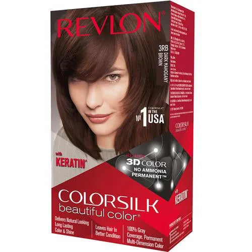 Revlon Colorsilk Hair Color - No Ammonia, With Keratin &amp; 3D Color Gel Technology, 155.61 g Dark Mahogany Brown 3RB