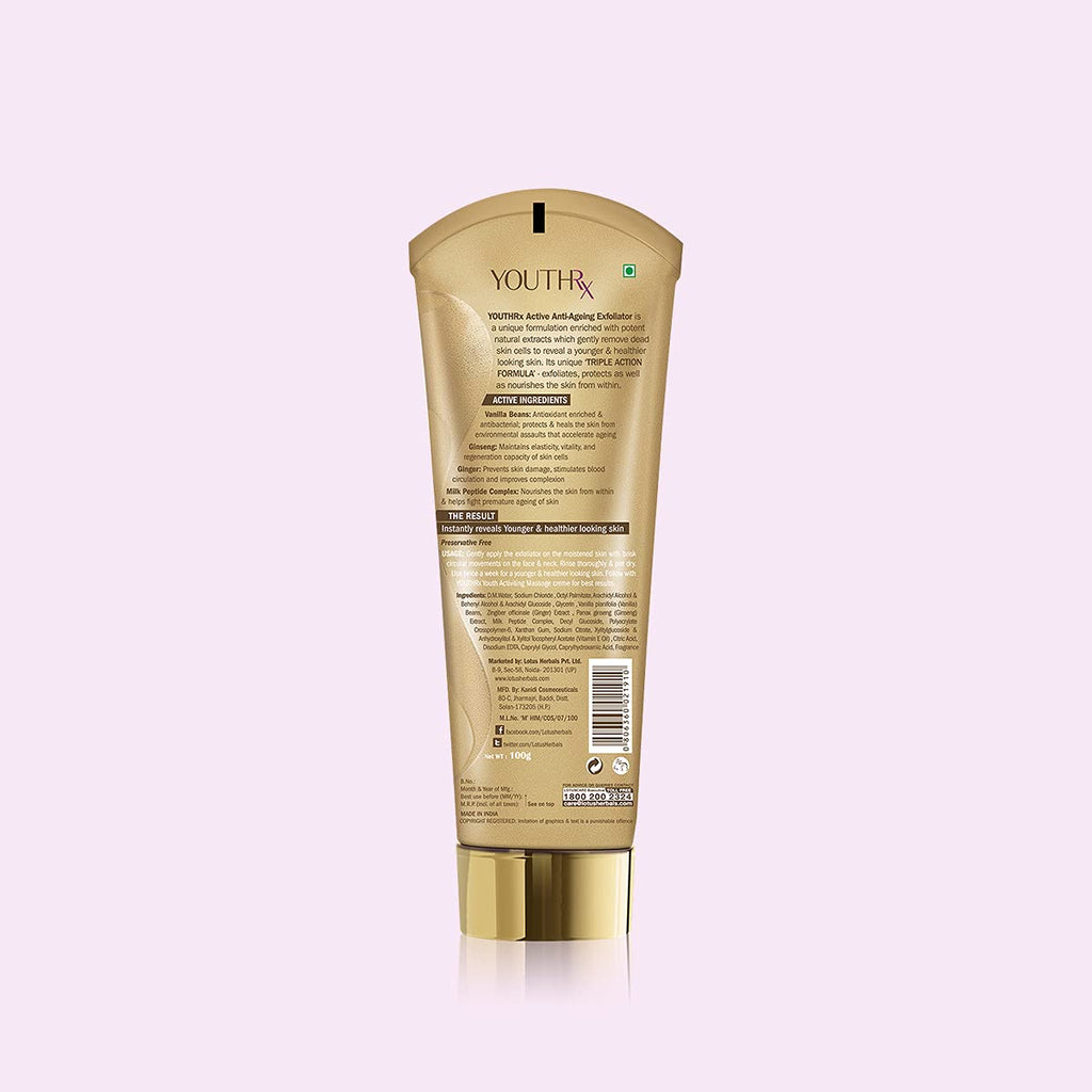 Lotus Herbals YouthRx Anti Ageing Exfoliator, Boosts Radiance For Smoother And Firmer Skin, 100g