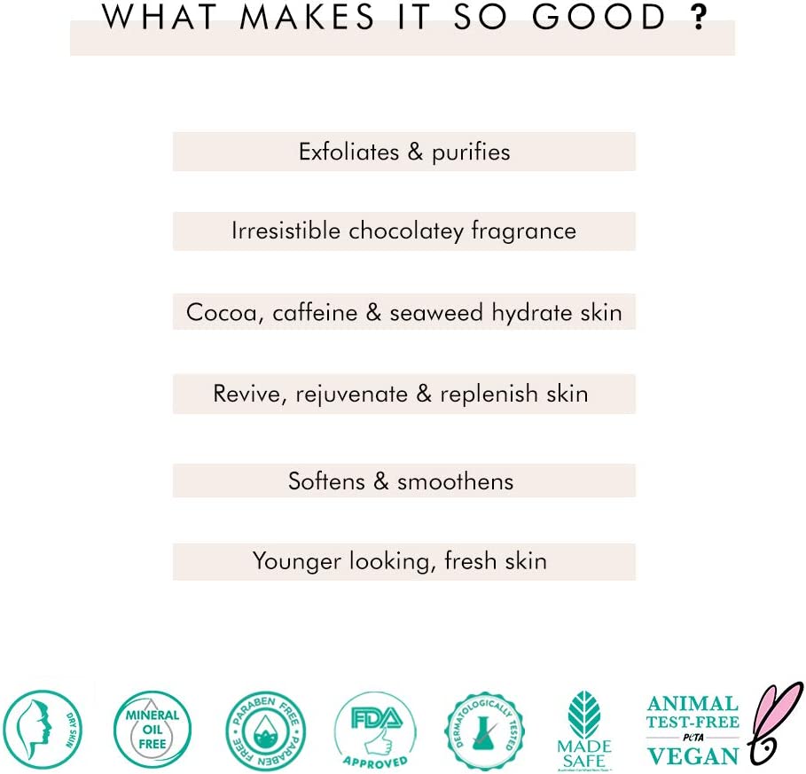 mCaffeine Naked &amp; Rich Choco Face Mask/Pack | Cocoa, Sea Weed | Deep Nourishing | Dry Skin | Paraben &amp; Mineral Oil Free | 100 g