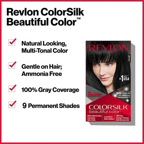 Revlon Colorsilk Hair Color - No Ammonia, With Keratin &amp; 3D Color Gel Technology, 155.61 g Dark Mahogany Brown 3RB