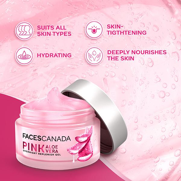 Faces Canada Pink Aloe Vera Overnight Replenish Gel 50g