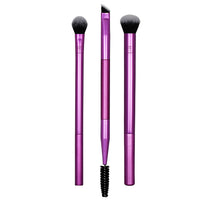 Real Techniques Eye Shade &amp; Blend Makeup Brush Trio, For Layering Powder Shadows Evenly, Shaping &amp; Grooming Brows, Defined Makeup Look, 3 Count