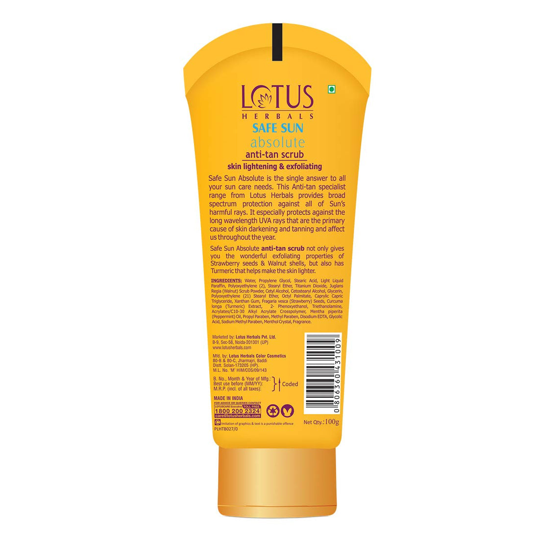 Lotus Herbals Safe Sun Absolute Anti-Tan Scrub | 100g