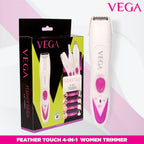 VEGA Feather Touch 4-In-1 Trimmer for Women, Suitable for trimming Eyebrows, Nose, Face &amp; Bikini Area (VHBT-03), White