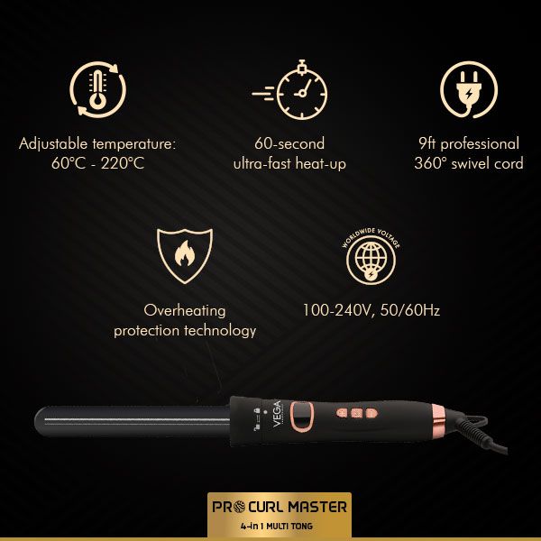 Vega Professional Curl Master Multi Tong Hair Curler - VPPCT-09