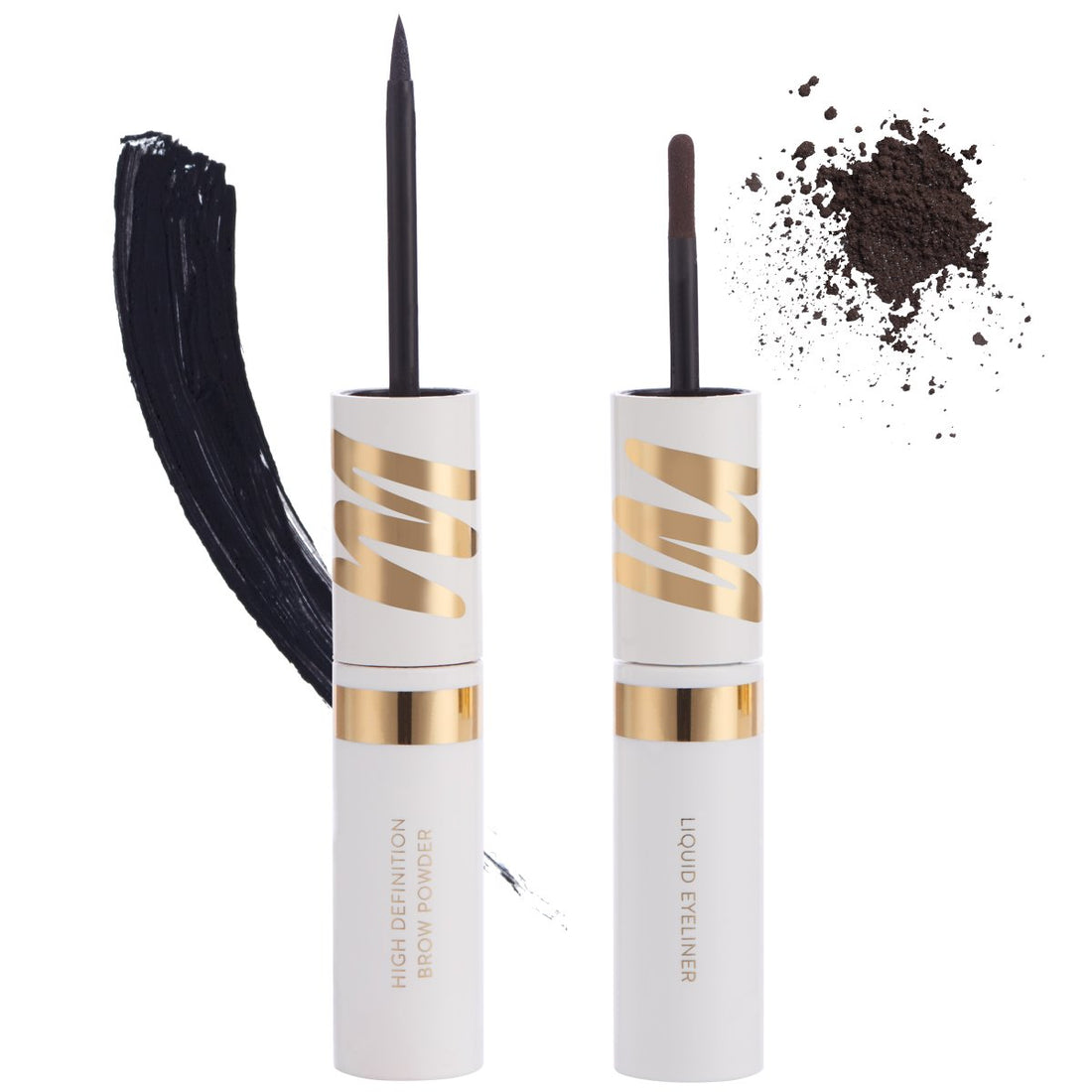 MyGlamm Stay Defined Liquid Eyeliner Brow Powder-Walnut &amp; Ebony (Black)-Eyeliner - 2.8 ml, Brow Powder - 1 g | Liquid Eyeliner &amp; Smudge-proof Eyeliner