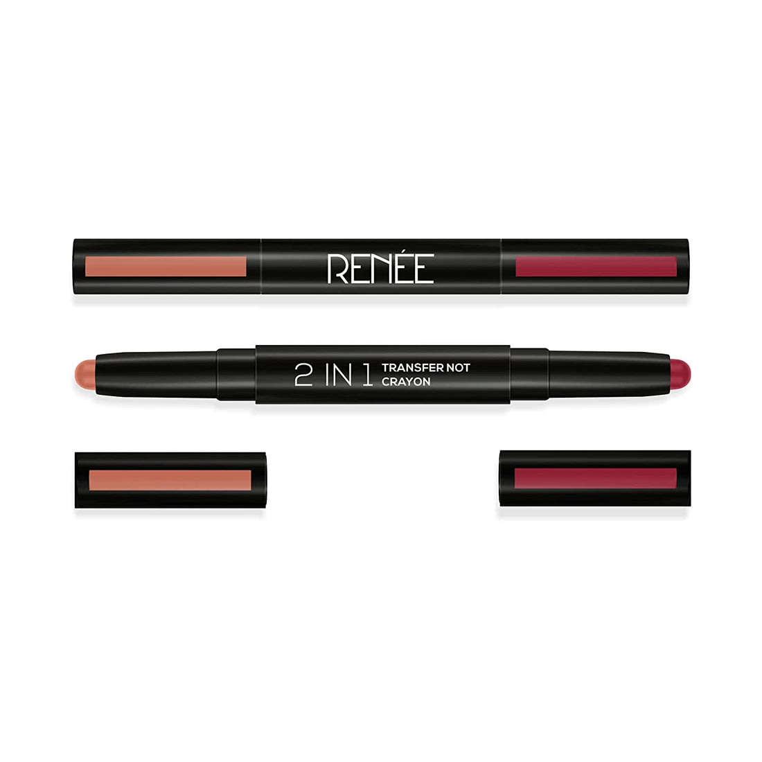RENEE 2 in 1 Transfer Not Crayon, Long Lasting Smudgeproof Matte Lip Color with 2 Light & Dark Shades, Enriched with Shea Butter, LC 01 4gm