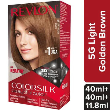 Revlon Colorsilk Hair Color - No Ammonia, With Keratin &amp; 3D Color Gel Technology, 155.61 g Light Golden Brown 5G