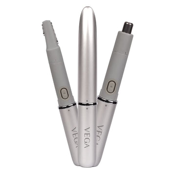 VEGA EZY 2-In-1 Unisex Face/Body &amp; Nose Trimmer, IPX 5 Water Resistant, (VHBT-02), Silver