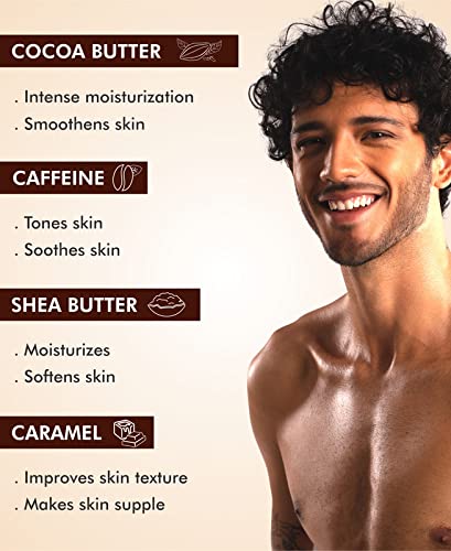 M Caffeine Choco Body Lotion (200ml) for Deep Moisturization of Dry Skin | Non Sticky Lotion with Cocoa Butter and Caramel | Daily-use Cream for Skin