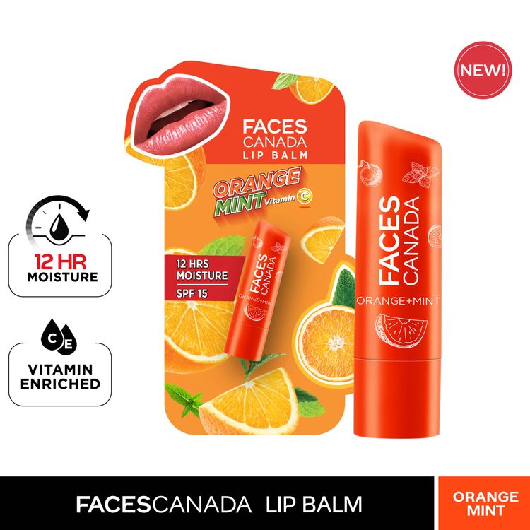 Faces Canada Lip Balm Orange Mint Vitamin C 12HRS Moisture SPF15