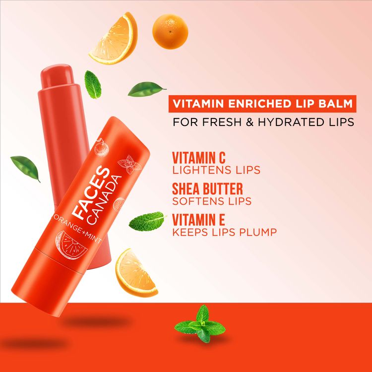 Faces Canada Lip Balm Orange Mint Vitamin C 12HRS Moisture SPF15