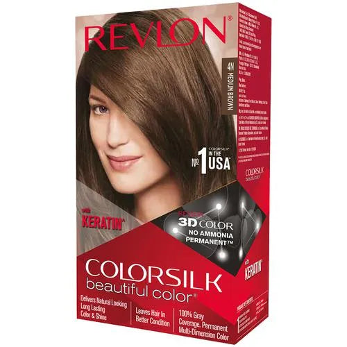 Revlon Colorsilk Hair Color - No Ammonia, With Keratin &amp; 3D Color Gel Technology, 155.61 g Medium Brown 4N