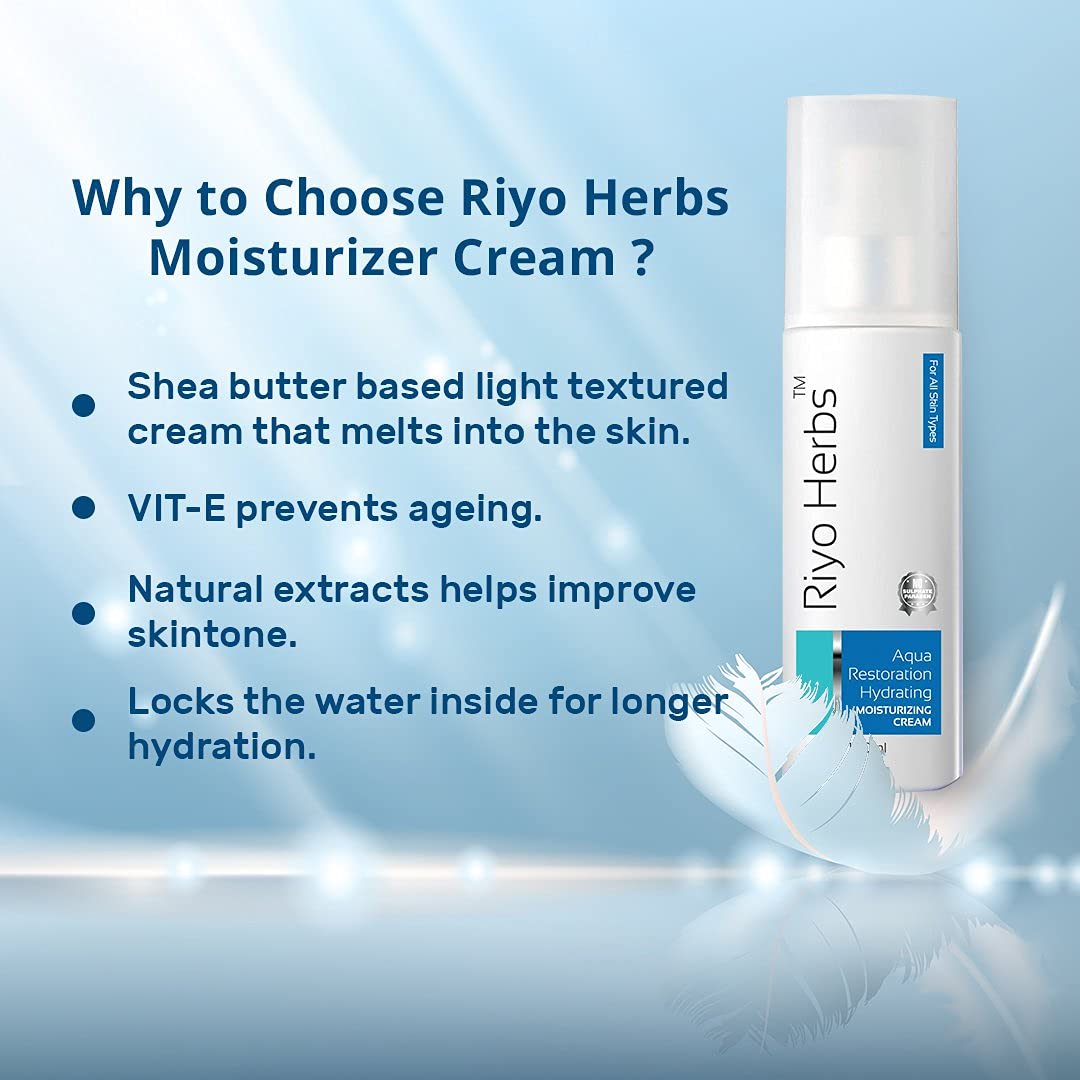Riyo Herbs Aqua Restoration Moisturizing Cream for Women With Benefits of Shea Butter, Vitamin E Deep Moisturizing Cream for Face - 100ml