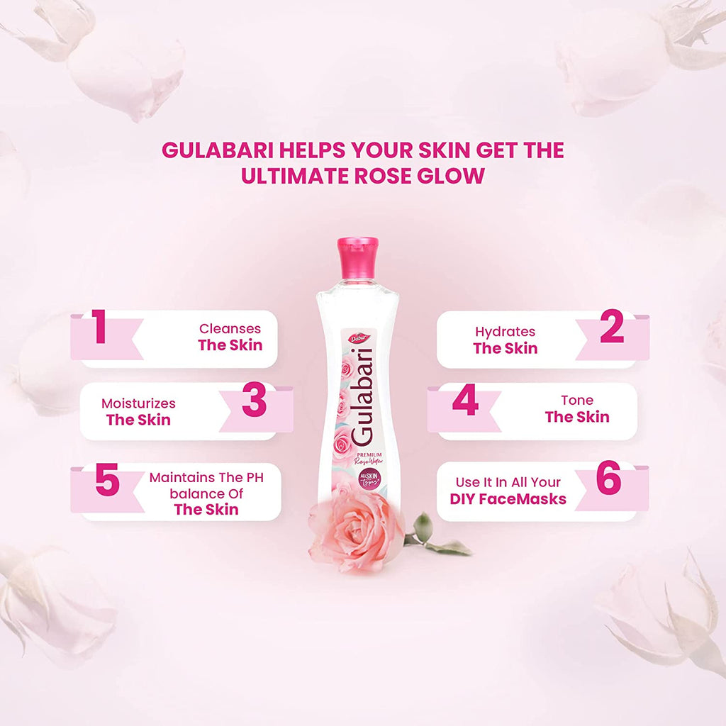 Dabur Gulabari Premium Rose Water – Natural, 400 ml