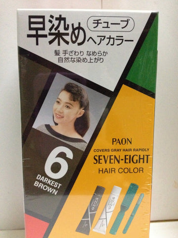 Seven Eight Hair Color Paon Covers Gray Hair Rapidly 6 Dark Brown 40g