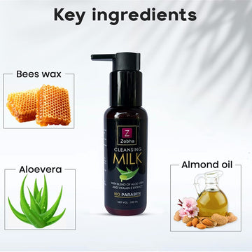 Zobha Cleansing Milk With Blend Of Aloe Vera And Vitamin E Extract 100ml