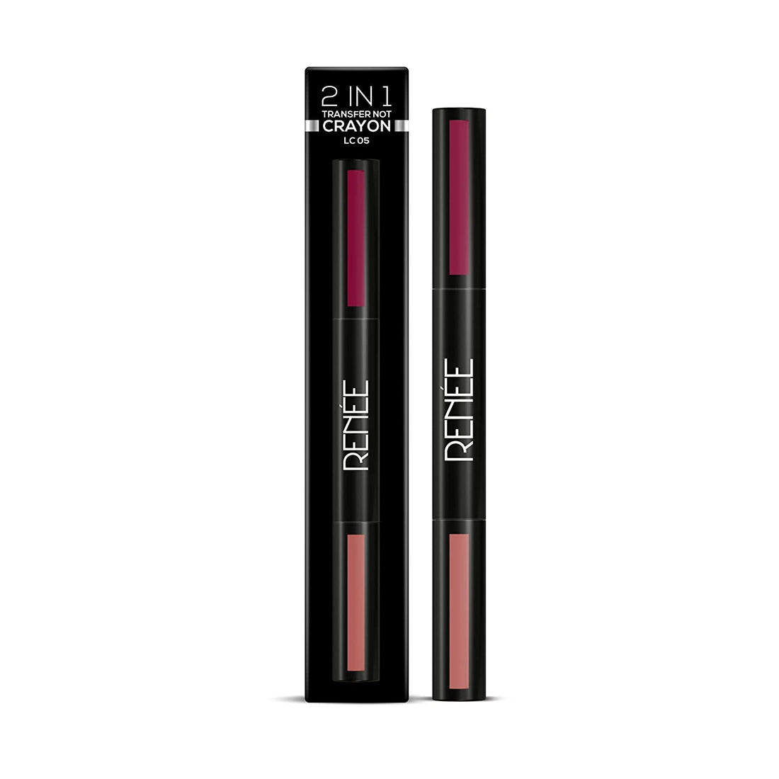 RENEE 2 in 1 Transfer Not Crayon, Long Lasting Smudgeproof Matte Lip Color with 2 Light & Dark Shades, Enriched with Shea Butter, LC 05 4gm