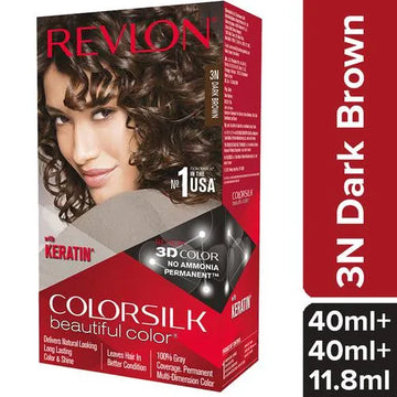 Revlon Colorsilk Hair Color - No Ammonia, With Keratin &amp; 3D Color Gel Technology, 155.61 g Dark Brown 3N