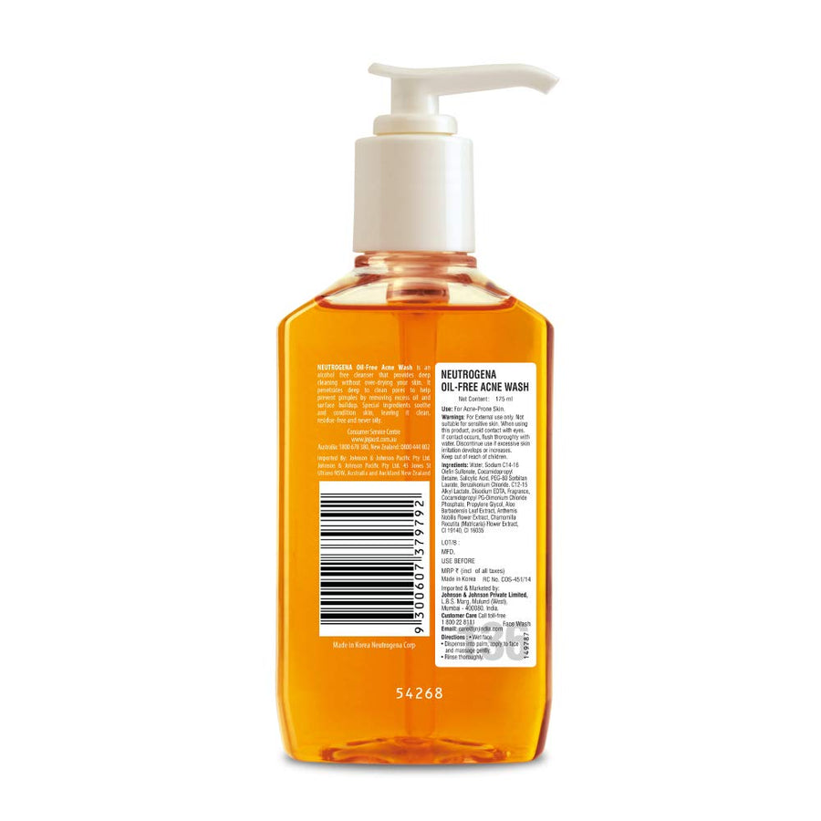 Neutrogena Oil Free Acne Wash Facial Cleanser 175ml