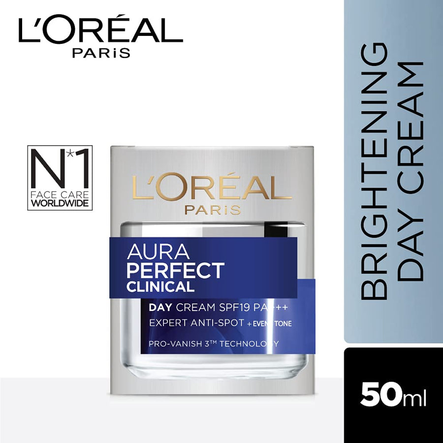 L’Oréal Paris Aura Perfect Clinical Day Cream With SPF 19 PA+++ | Expert Spot Corrector, Evens Tone &amp; Reduces Dark Spots, 50ml