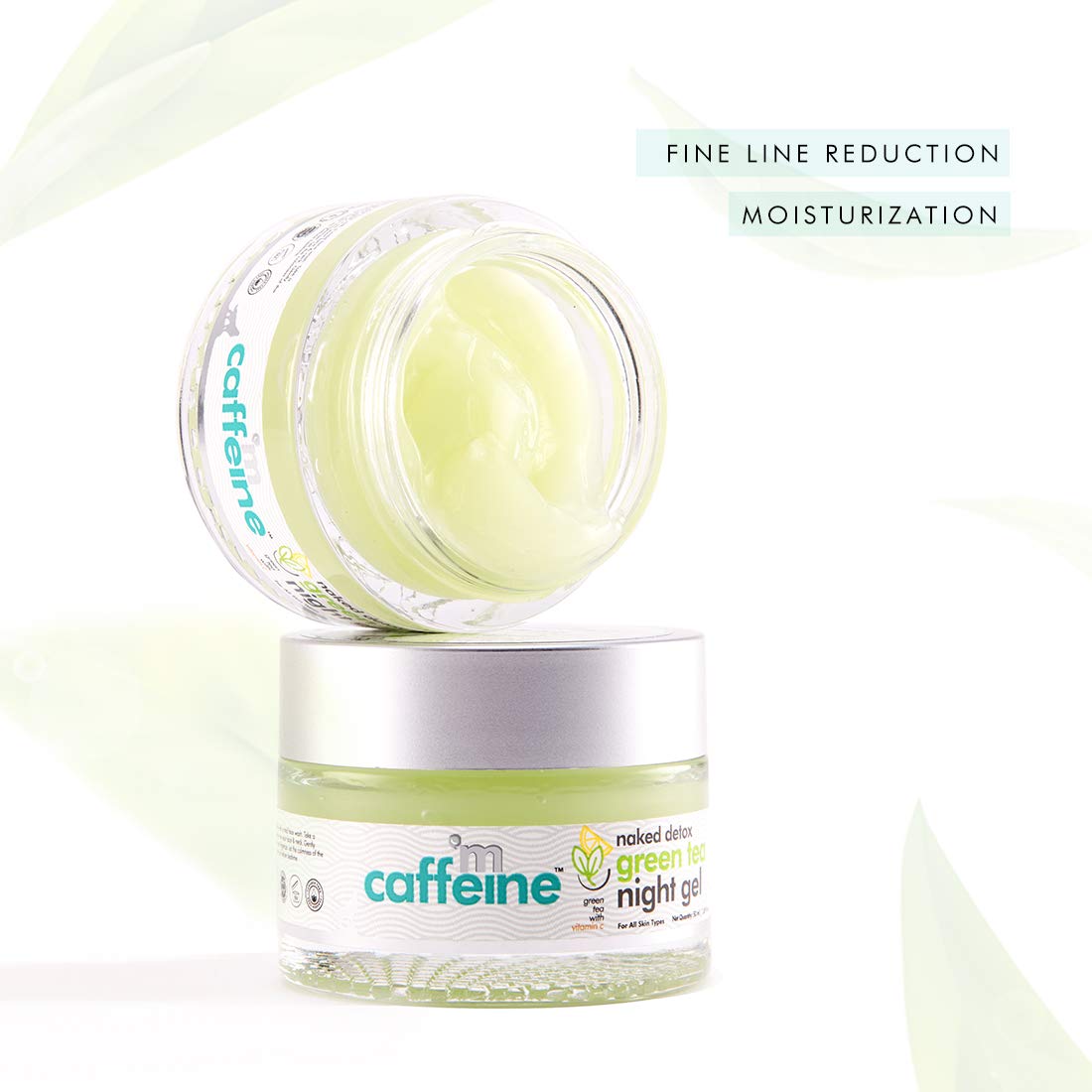 mCaffeine Green Tea Night Gel (50ml) with Vitamin C | Upto 72 Hrs Hydration and Reduces Fine Lines &amp; Dark Spots| Night Cream with Calming Aroma for a...