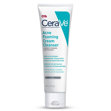 CeraVe Acne Foaming Cream Clenser 4% Benzoyal Peroxide Acne Treatment  150ml