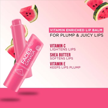 Faces Canada Lip Balm Water Melon Vitamin C 12Hrs Moisture Spf 15