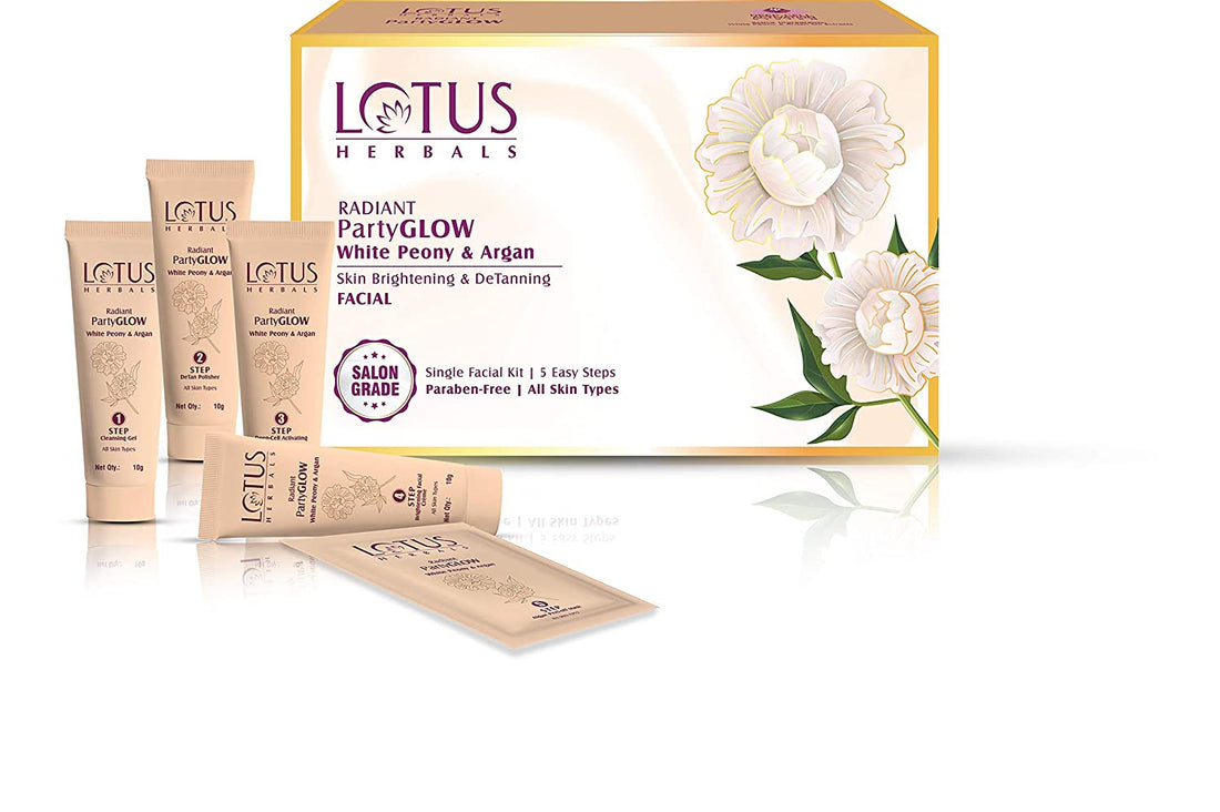 Lotus Herbals Radiant Partyglow White Peony &amp; Argan Skin Brightening &amp; Detaning Facial 4 In 1 Facial Pack,