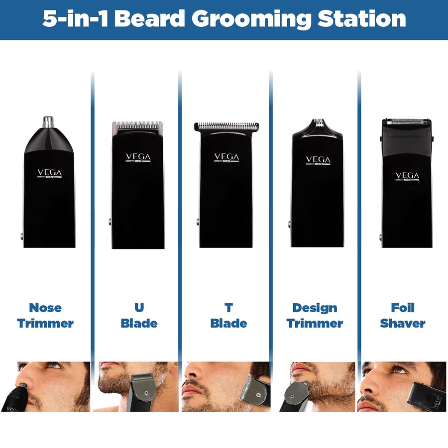 Vega Men 5 Detachable Heads T-5 Grooming Station Beard Hair Trimmer